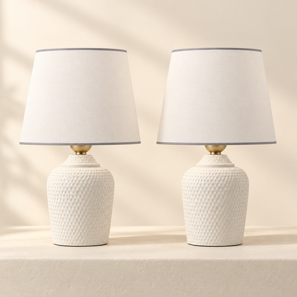 Dwellnivo Set of 2 Small White Bedside Table Lamps