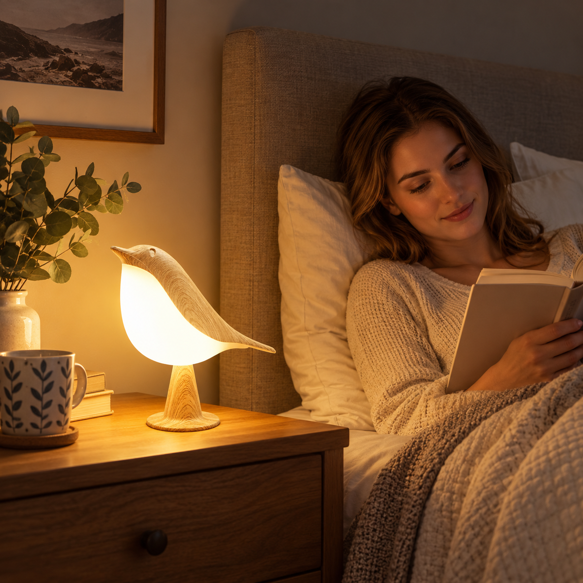 2-in-1 Rechargeable Bird Table Lamp — Cordless Touch Night Light with 3 Color Modes, Stepless Dimming & Hanging Design