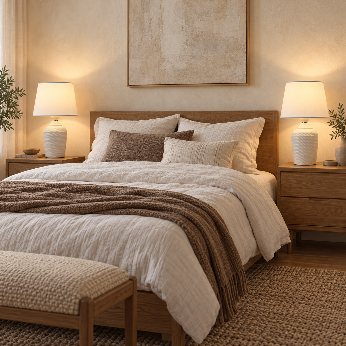 Dwellnivo Set of 2 Small White Bedside Table Lamps