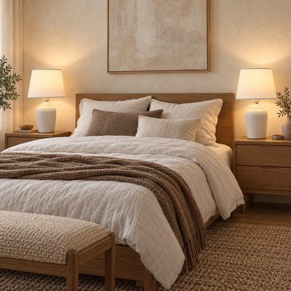 Dwellnivo Set of 2 Small White Bedside Table Lamps