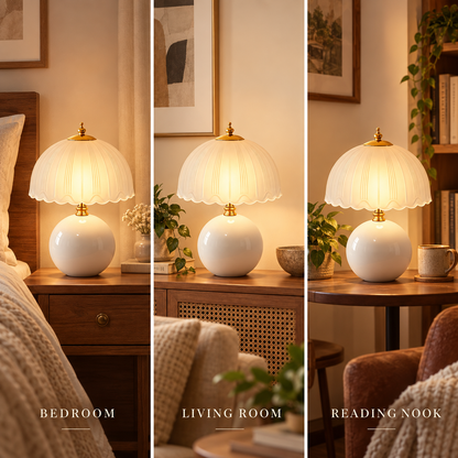 Dwellnivo Mushroom Table Lamp for Bedroom, Dimmable Small Bedside Lamp