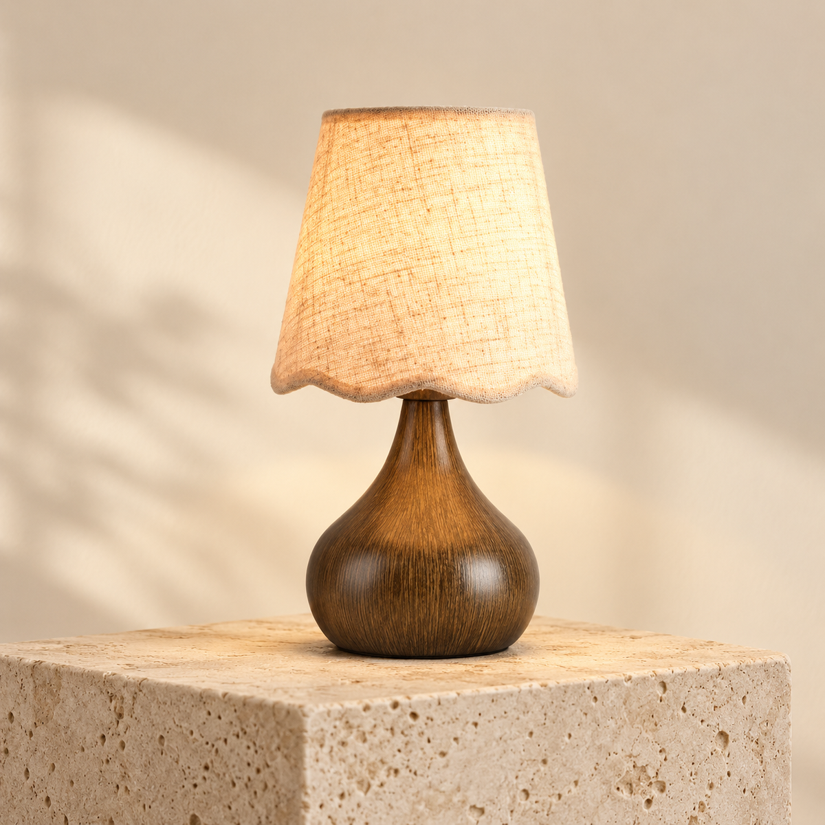Dwellnivo Wood-Grain Small Table Lamp