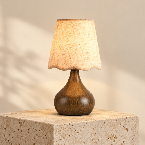 Dwellnivo Wood-Grain Small Table Lamp