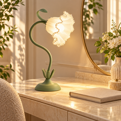 Dwellnivo Green Flower Gooseneck Table Lamp
