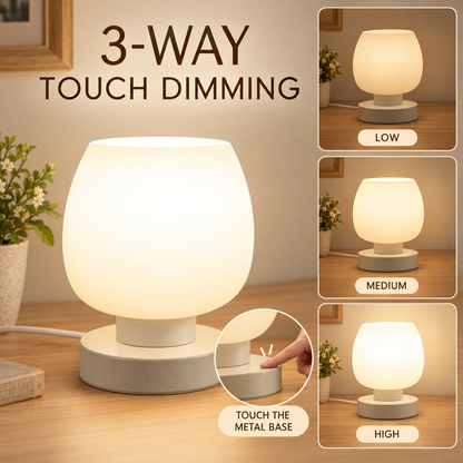 Touch Bedside Table Lamp, 3-Way Dimmable Small Nightstand Lamp