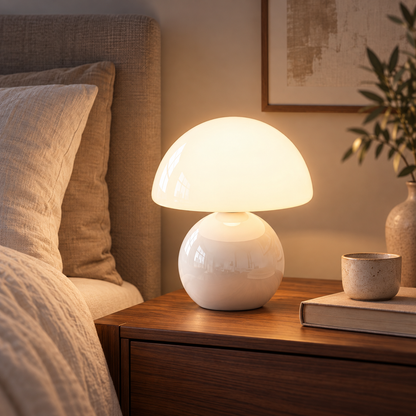 Dimmable White Mushroom Table Lamp