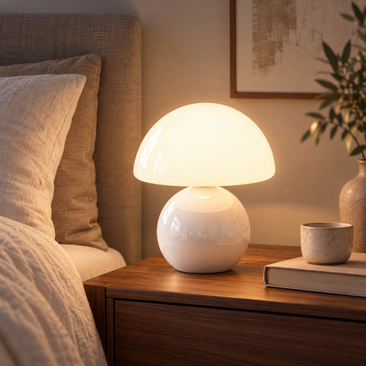 Dimmable White Mushroom Table Lamp