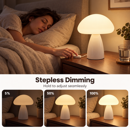 Dwellnivo Mushroom Table Lamp, 3 Color Modes Stepless Dimmable Bedside Lamp