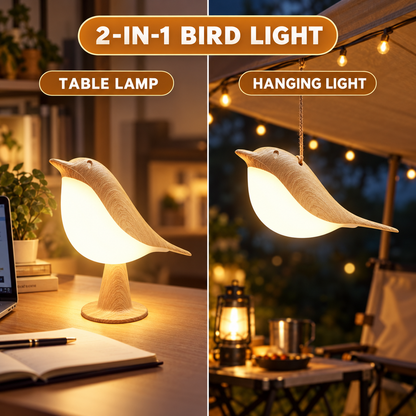 2-in-1 Rechargeable Bird Table Lamp — Cordless Touch Night Light with 3 Color Modes, Stepless Dimming & Hanging Design